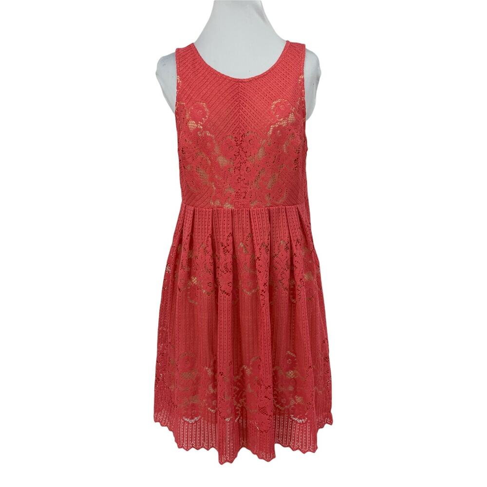 Free People Dress Womens 12 Watermelon Cutout Open Back Rocco Lace Lined Mini